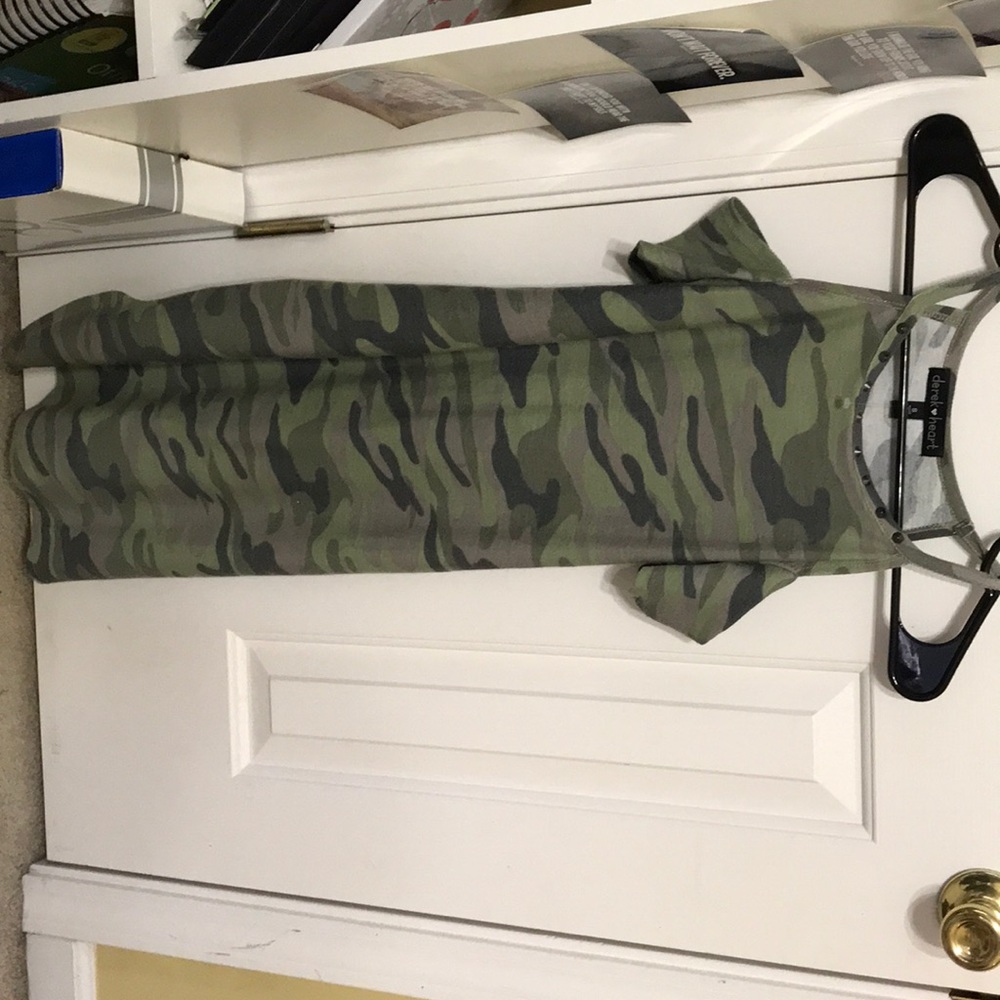 Shoulder less camo dress
